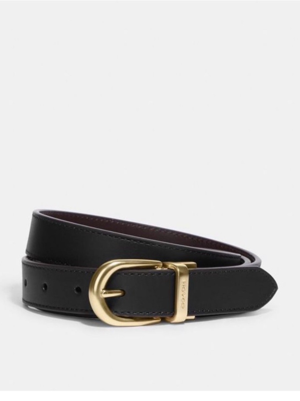 Coach Women’s reversible Leather Belt with Gold Buckle